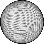 Wireframe model of sphere model used to simulate random faults.