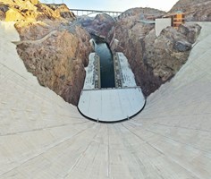 180 degrees panorama looking down the Hoover Dam.