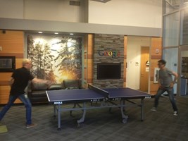 Me and my friend playing ping-pong.