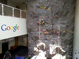 Small climbing wall in one of Google buildings. I was totally not expecting this when I walked inside the building.