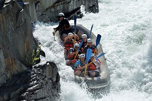 Awesome rafting trip. I am in the third row on the right. This rapid is called "Tunnel shoot" because right after this rapid was a tunnel.