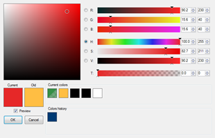 Custom color picker with history and convenient ways how to select color.