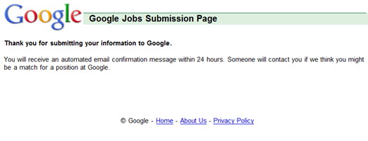 Final screen of Google application.