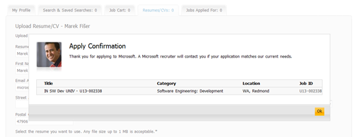 Final screen of Microsoft application.
