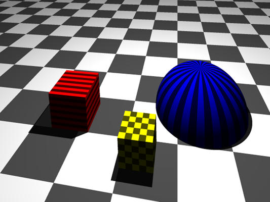 Example of simple scene a point light casting hard shadows.
