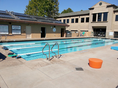 Swimming pool. You can totally swim there. If it is not reserved by some other people. Or if it is not weekend. Or too late. Or too early.