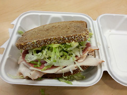 My usual dinner to go: a huge sandwich.