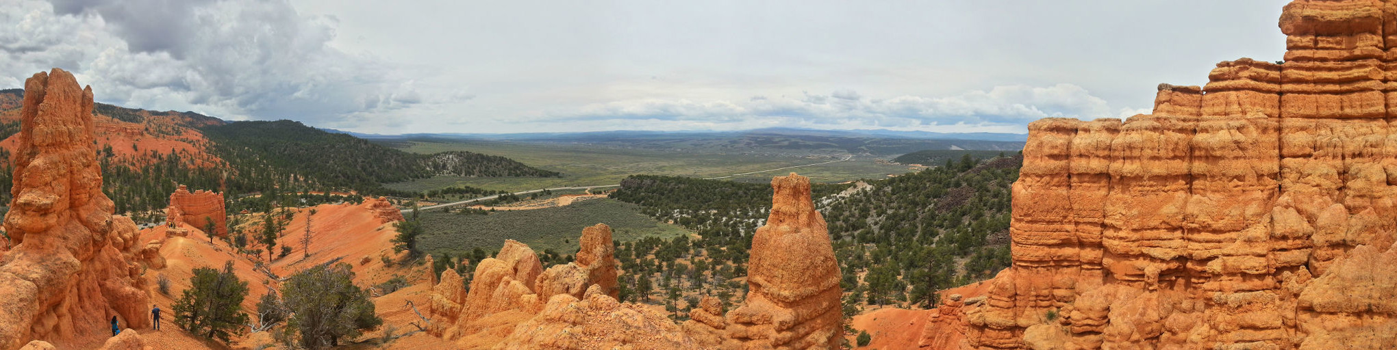 Red Canyon: sudden transition of land from green to red.