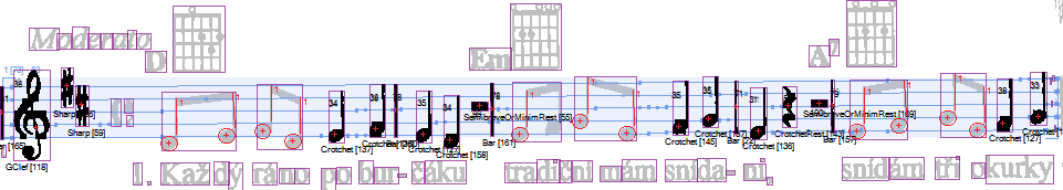 Another picture of recognized notes and symbols.